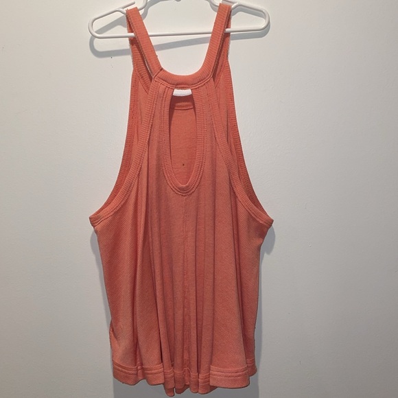 We the Free Sunset Orange Tank Top with an Eyelet Back and High Neck - Picture 3 of 6